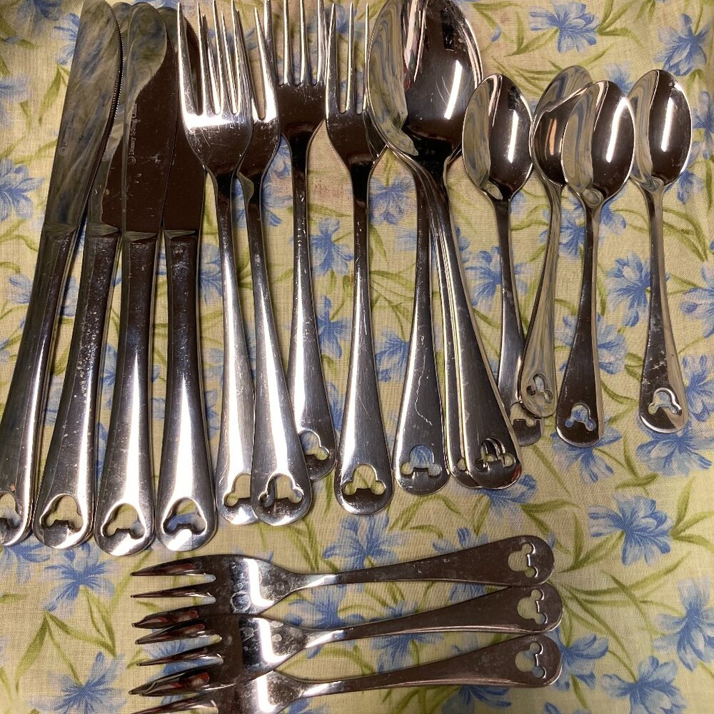 SOLD--Disney MICKEY MOUSE Stainless Pierced 18/8 Glossy Silverware Flatware